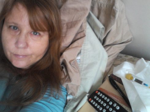 Sick bed selfie. The flu is not pretty.